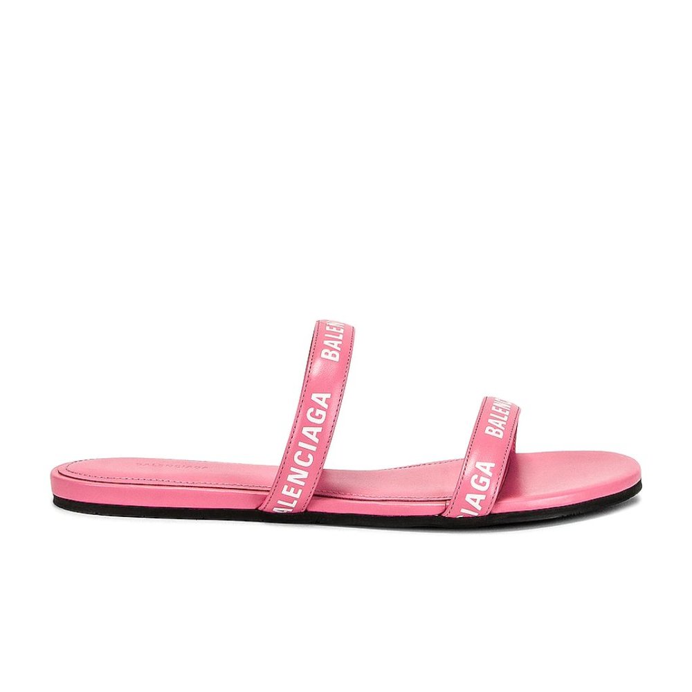 Authentic Balenciaga Round Flat Sandals in Pink/White